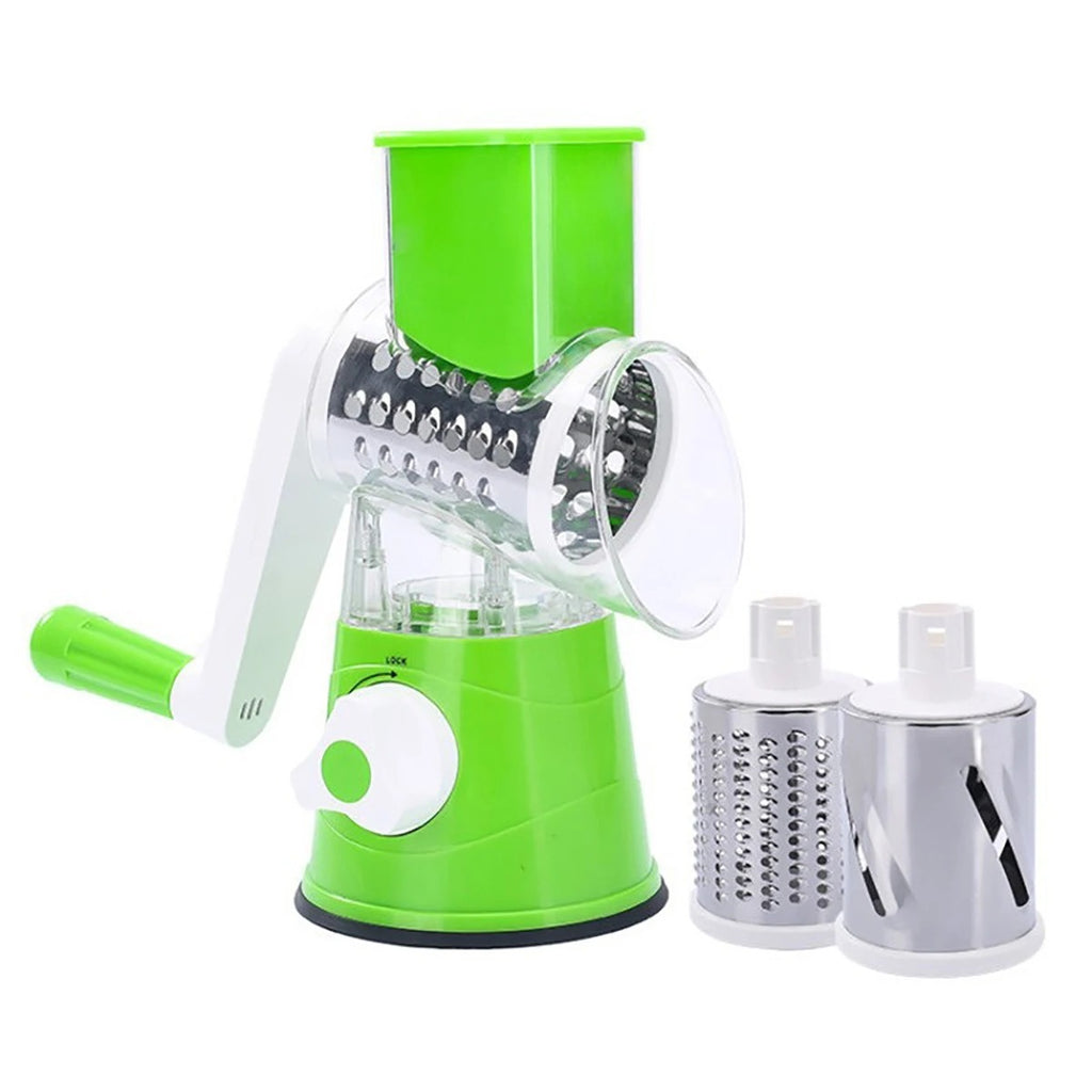 Manual 3‑in‑1 Vegetable Cutter & Drum Grater