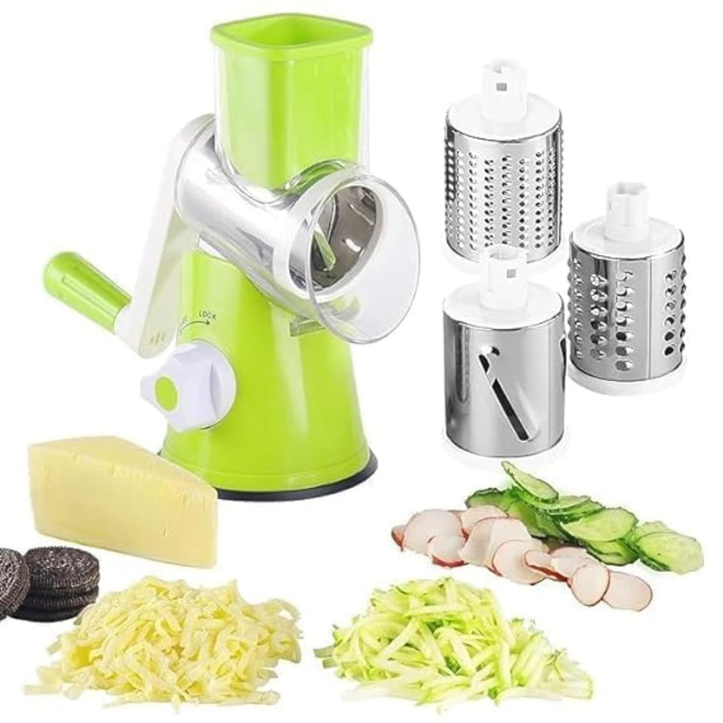 Manual 3‑in‑1 Vegetable Cutter & Drum Grater