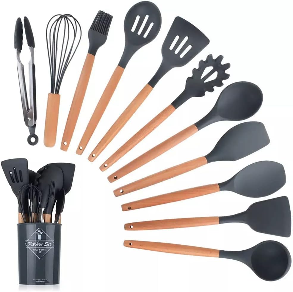12 Pcs Silicone Cooking Utensils | Heat Resistant Kitchen Non toxic Spatula Set